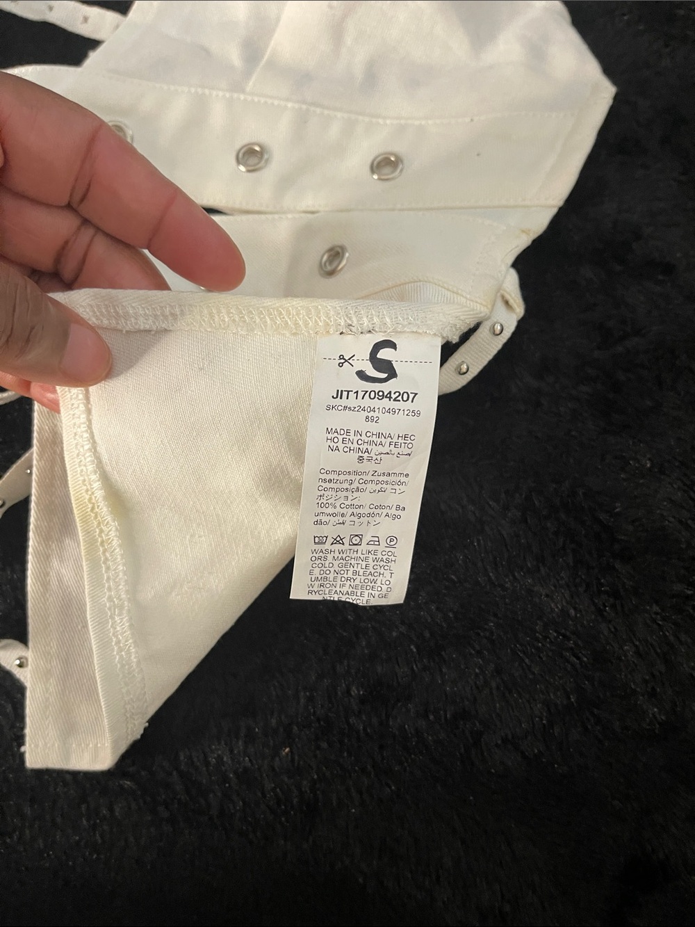 Women’s White Halter Eyelet Detail Crop Top - Picture 3 of 12